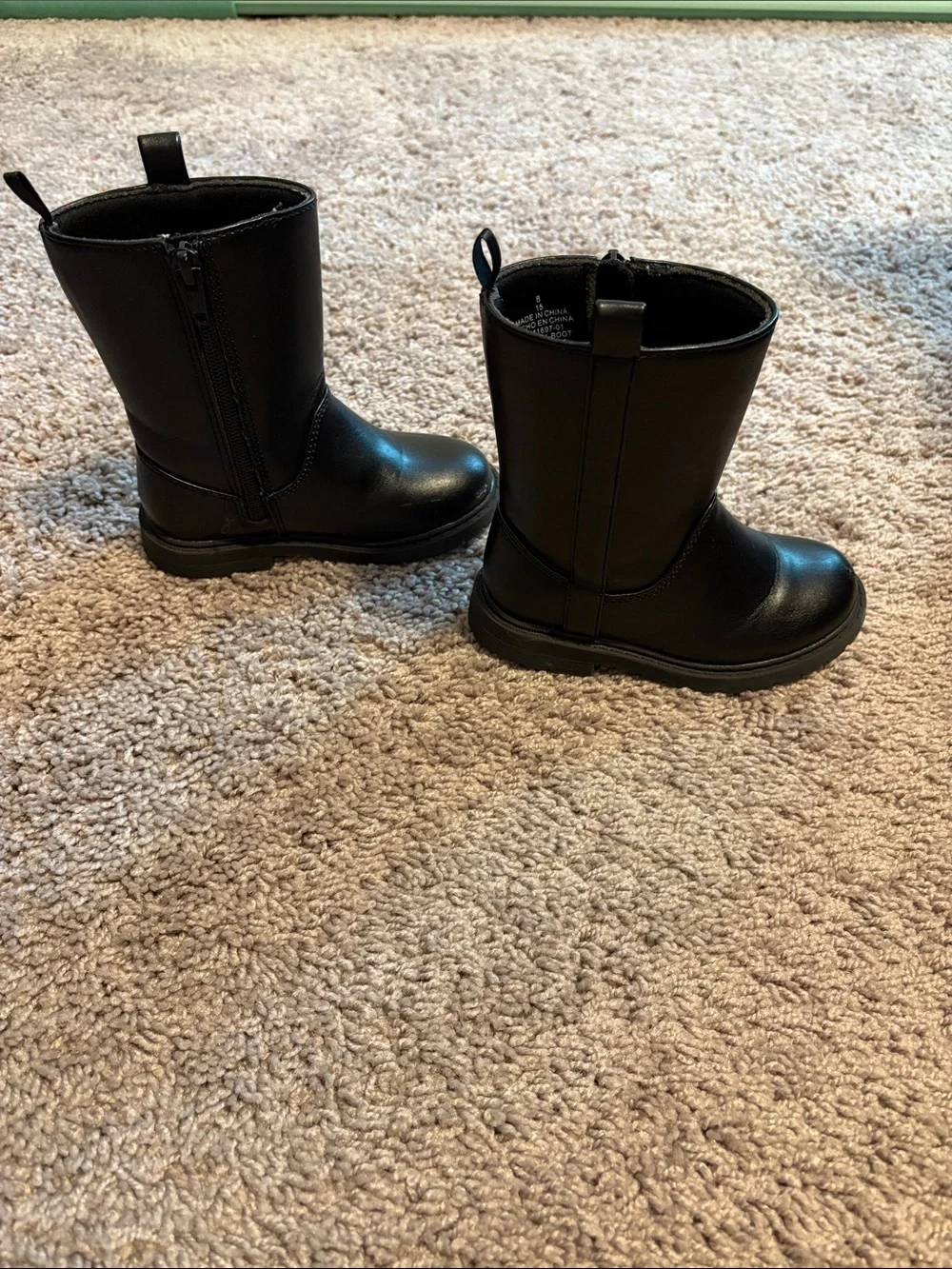 Old Navy Black Mid-Calf Kids Zip Boots